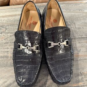 Marc Joseph Black Crocodile Embossed Loafers
